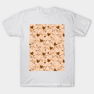 I love you typography sign seamless pattern sepia T-Shirt